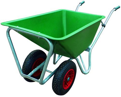 Trillebåre 2-hjuls m/pungterignsfrie hjul 160L - grønn plastkasse