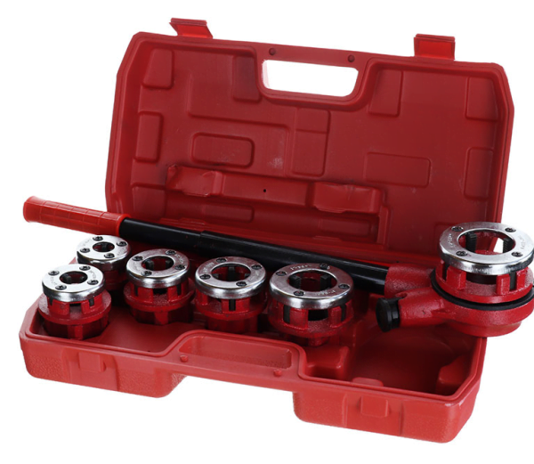 Rørgjengesett med 6 gjengehoder - 3/8. 1/4. 1/2. 3/4. 1. 1 1/4