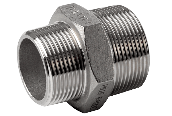 Gjengedeler rustfri Overg.ansatsnippel. 3/4"-1/2"