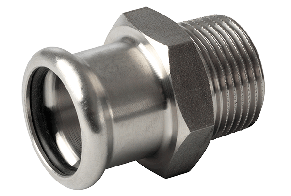 Pressfitting Rustfritt   Overgang  15 mm - 1/2" utv gj