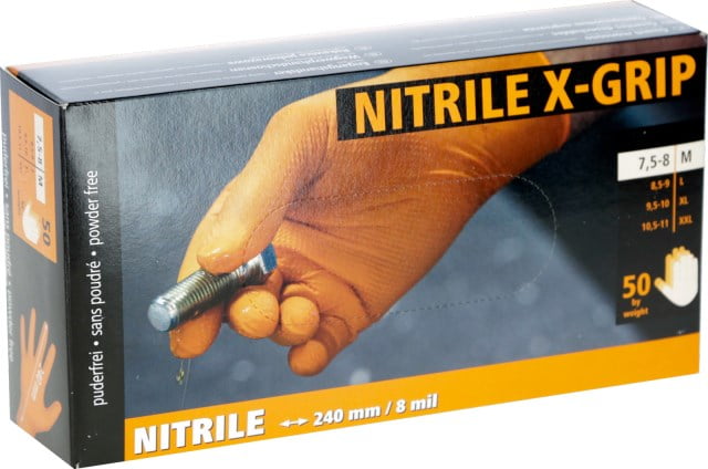 Nitril hanske X-Grip 240 mm, 50 pcs, orange