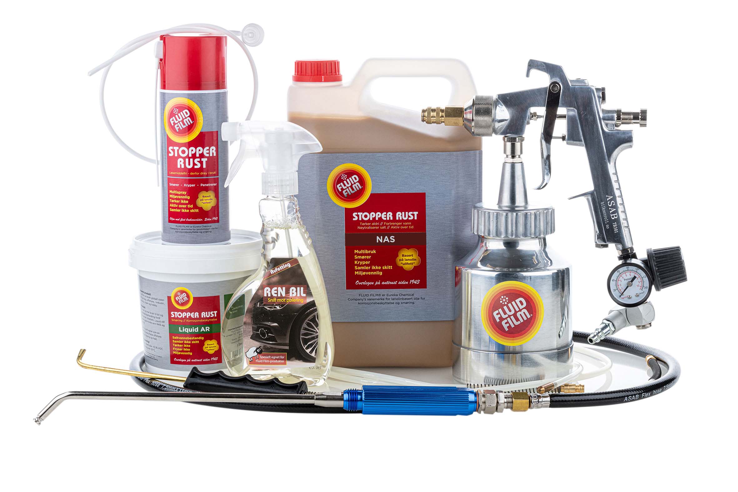 Fluid Film pakke med proff trykkbegerpistol ASAB TB301